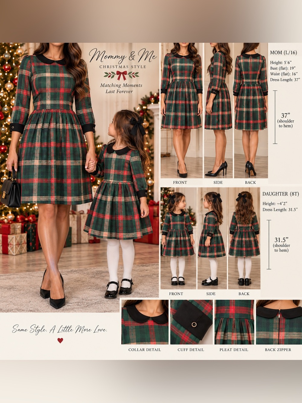 Ivy City Co Green Red Plaid Mommy & Me Dress